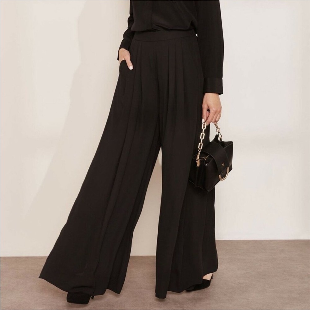 J.Crew Collection Pull-on Palazzo Pants Size 8 Black Chiffon Wide-Leg New NWT